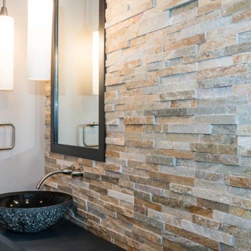 renovated bathroom sink and mirror space