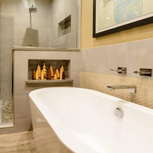 bathroom renovation with fireplace